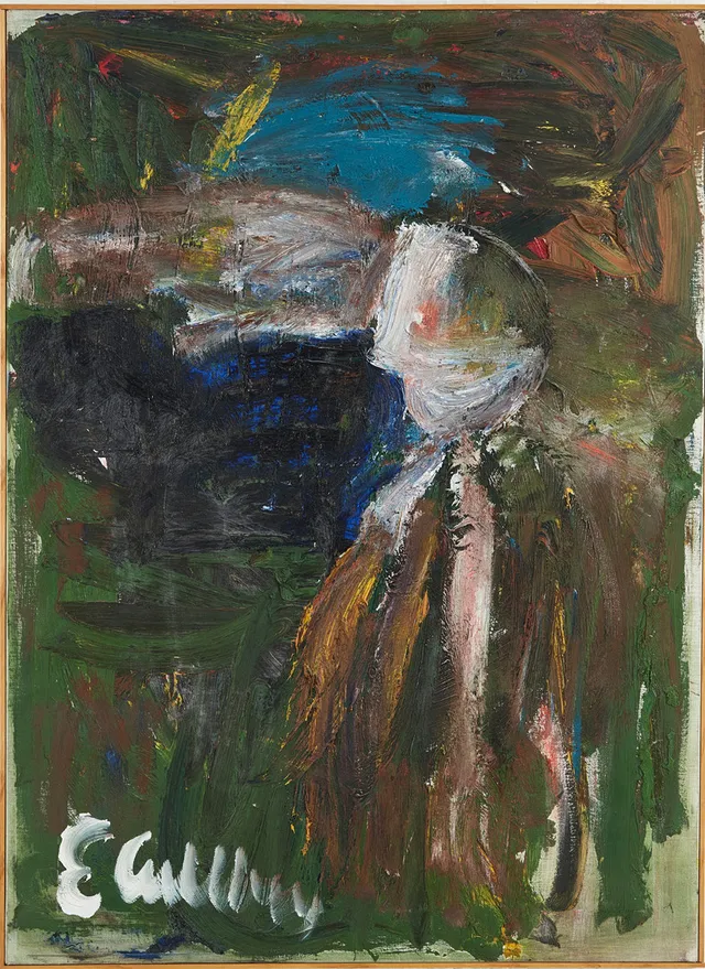 ERLAND CULLBERG. abstrakt figurkomposition, olja på duk, signerad.