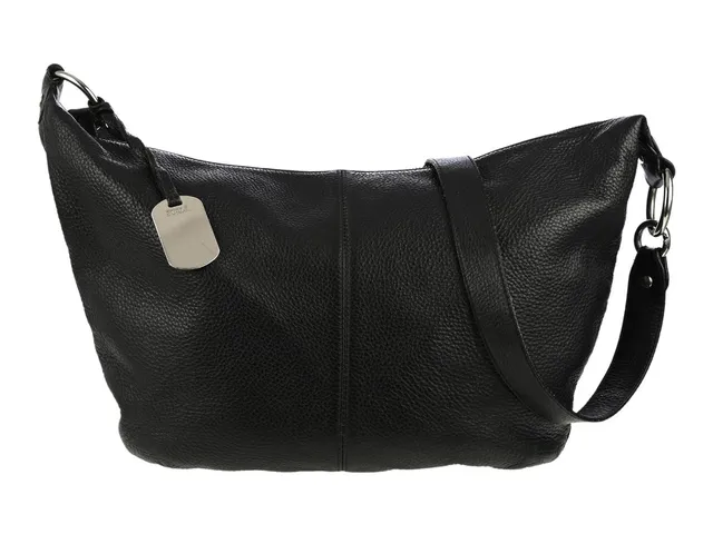 VÄSKA, FURLA, Hobo Bag, svart läder, silverfärgade beslag, 36x29 cm.