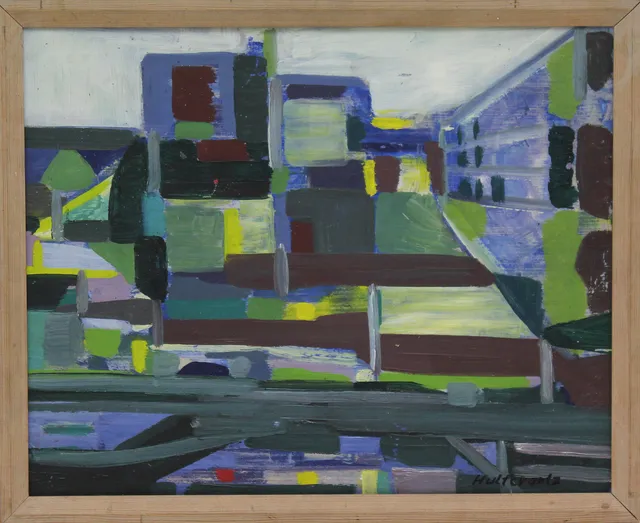 TORE HULTCRANTZ. "Stadsbild". Olja på pannå. Signerad Hultcrantz.