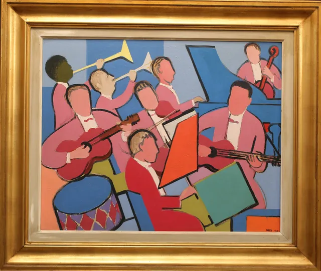 WILHELM WIK. Olja på pannå, "Orkester", signerad Wik, daterad -45.