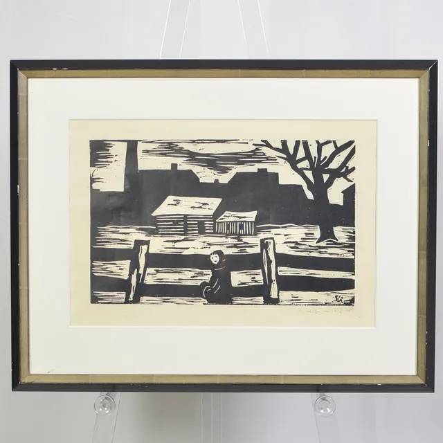 PAUL SCHULTZ-LIEBISCH (1905-1996). OHNE TITEL, LINOLSCHNITT AUF PAPIER, 1955, MONOGRAMMIERT UND SIGNIERT, GERAHMT.