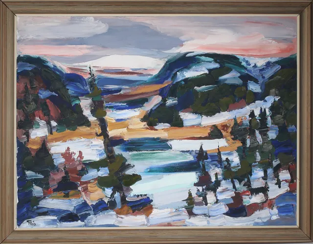 BENGT ELLIS. "Vårvinter i Björnlandet", olja på duk, signerad.
