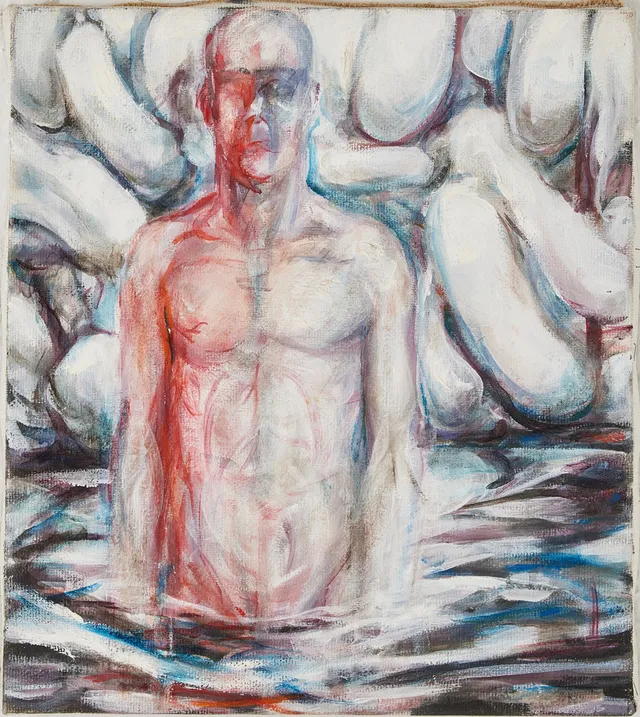 BERNT JONASSON. Figurscen, olja på duk, osignerad.
