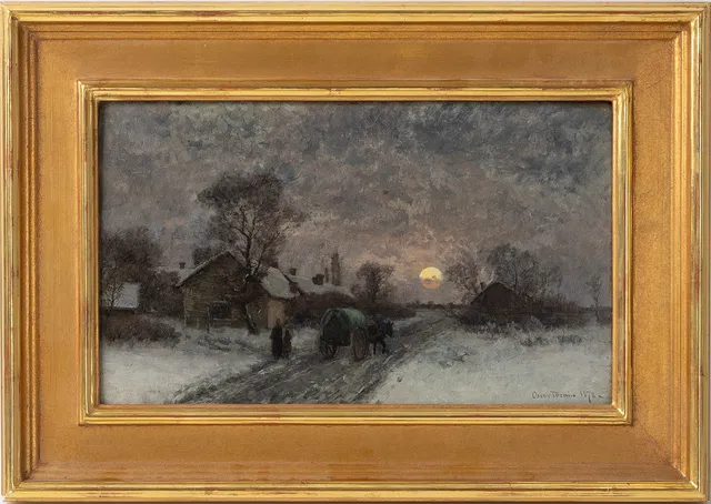 OSCAR TÖRNÅ (1842-1894). Vinterlandskap. olja på pannå.