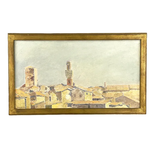 SVEN JOANN. "Stadsbild, Siena", olja på pannå, signerad, daterad 1953 a tergo.