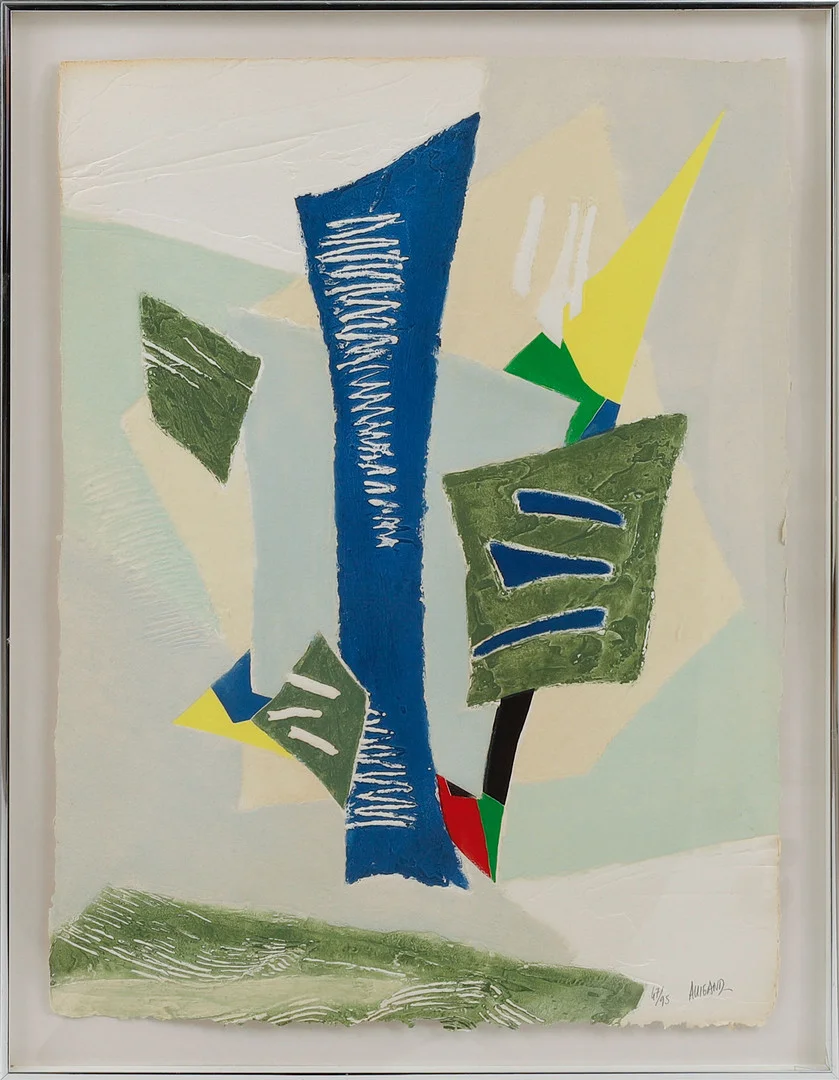 BERNARD ALLIGAND. Komposition, färgetsning med carborundum, signerad och numrerad 47/95. — Engravings & Prints — Göteborgs Auktionsverk