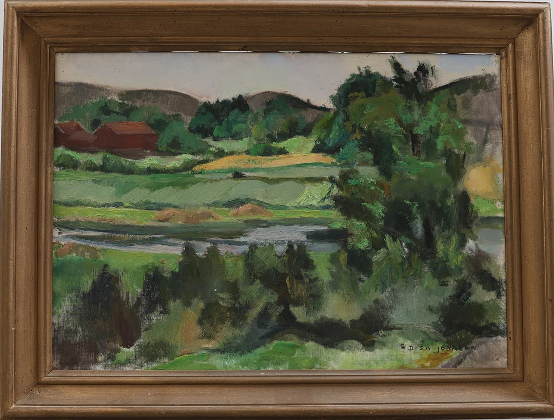 DISA JONASON. "Sommar, Tjörn", olja på duk, signerad. — Paintings — Gomér & Andersson Nyköping