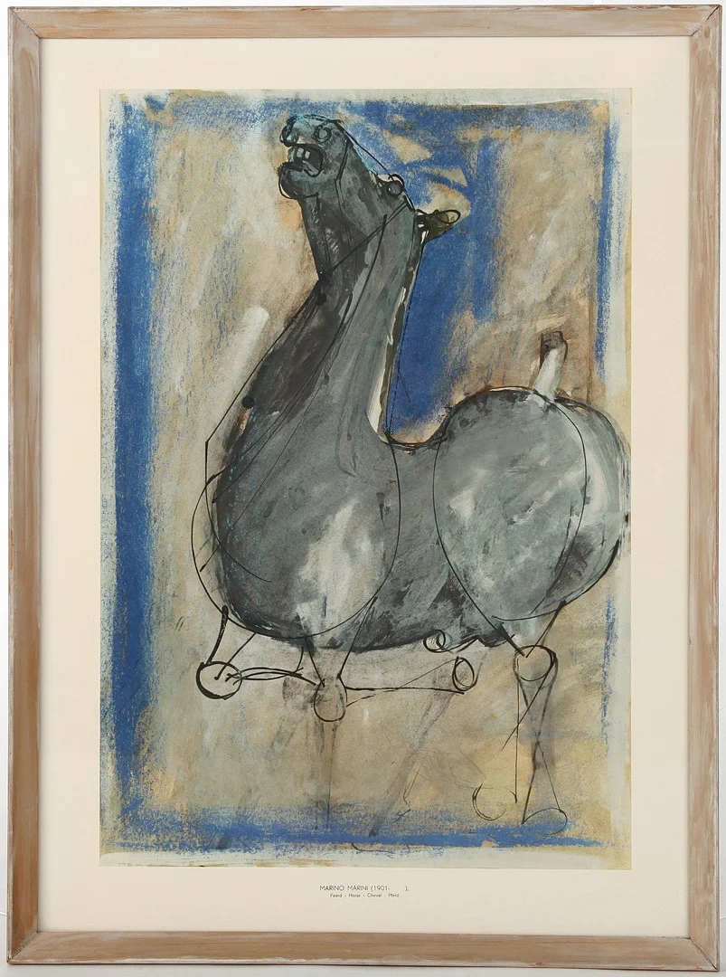 MARINO MARINI. 1901-1980. Konstaffisch, tryck efter måleri, 1970-tal. — Engravings & Prints — Auktionsverket Engelholm