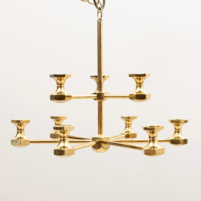 LARS BERGSTEN. Ljuskrona, mässing, nr: 189, Gusum, 1993, höjd ca 37,5 cm.