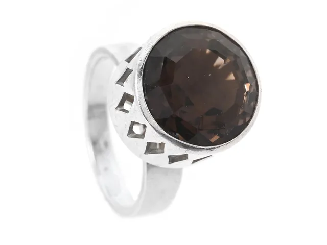 SIGURD PERSSON, ring, sterlingsilver, rökkvarts, Stockholm 1965, stl 18,75 mm, vikt 9,2 g.
