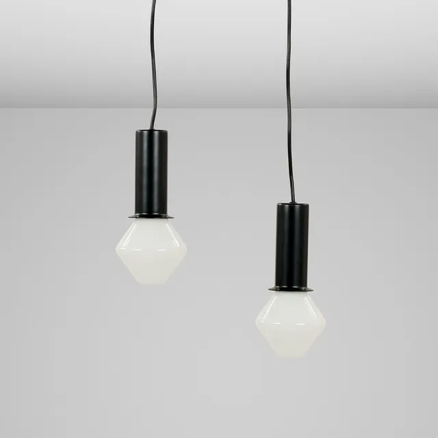 TAPIO WIRKKALA. Et par pendler af glas og metal, model TW003, Artek, Finland, formgivet 1960, (2).