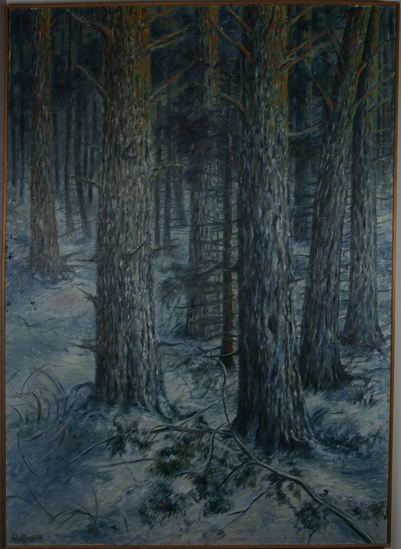 ELIS BARKSTEDT. Olja på duk, "Vinterafton", signerad. — Paintings — Höganäs Auktionsverk