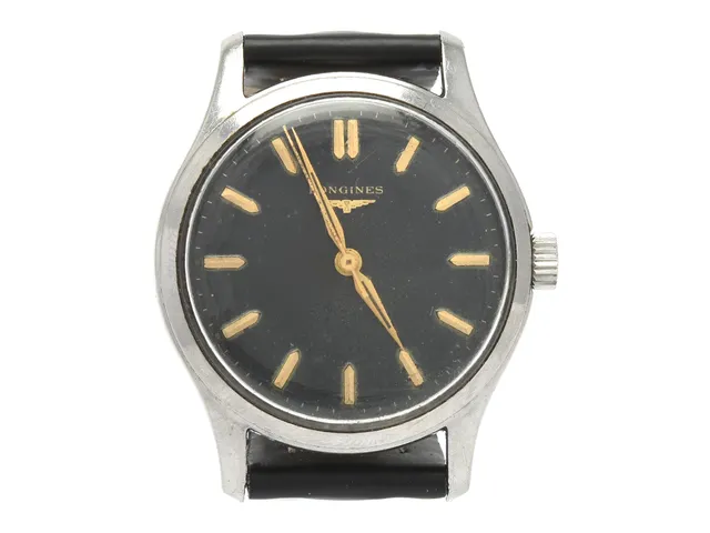 LONGINES, herrur, 35 mm, Cal 12.68ZS, Serie nr. 10826344, Boett nr. 6264 23 / 286, stål, manuell, plexiglas, skadad urtavla, läderband, ca 1958.