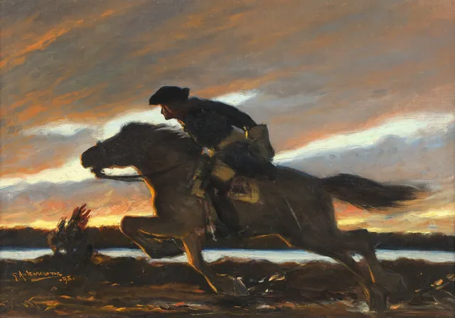 GUSTAF ANKARCRONA (1869-1933), karolin på häst, olja på duk.