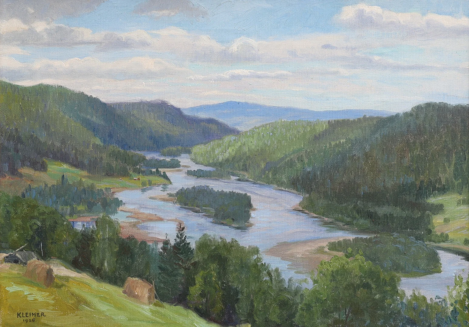 AXEL KLEIMER. "BORTA VID INDALSÄLVEN". — Paintings — Crafoord Auktioner Lund