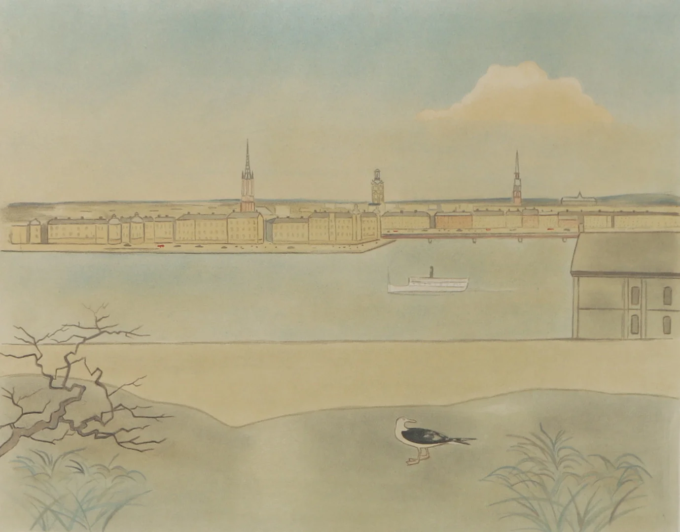 EINAR JOLIN. Stockholmsmotiv, färglitografi, signerad Jolin. — Engravings & Prints — Helsingborgs Auktionskammare