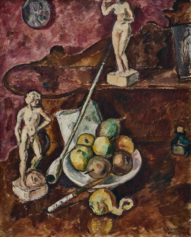 GÖSTA SANDELS. "Nature morte med statyetter".
