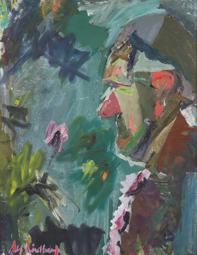 ALF LINDBERG (1905-1990). "Självporträtt", olja på duk.