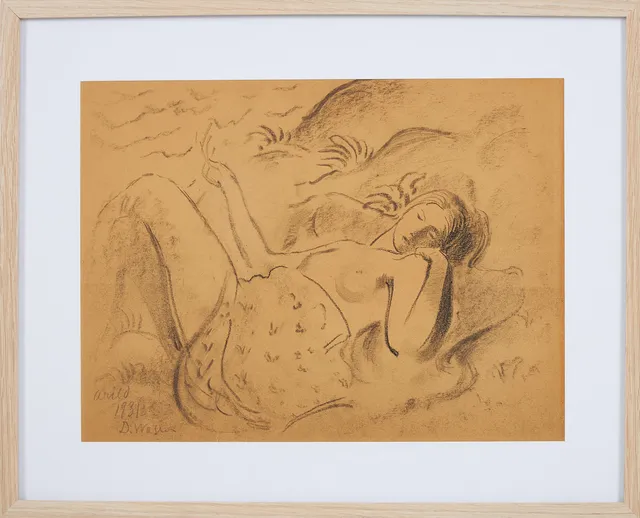 DAVID WALLIN. "Arild", blyerts/kol på papper, signerad, daterad 1931.