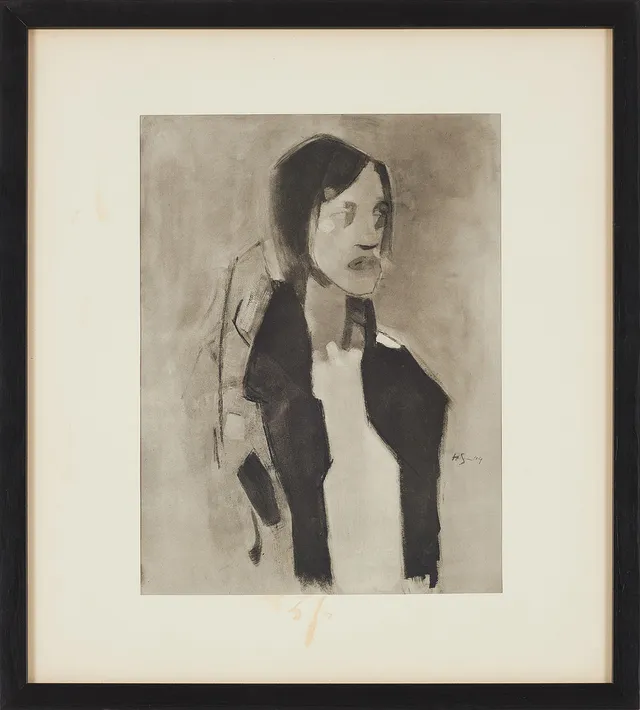 HELENE SCHJERFBECK. "Zigenerskan/Mustalainen", rotogravyr, 1944, signerad i trycket, bladet är ur mapp med nummer 361/500.