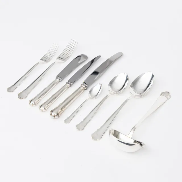 BESTICKSERVIS, 60 delar, silver, Chippendale, GAB, Stockholm 1950-60-tal.