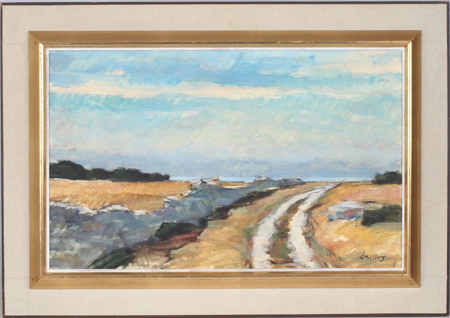 GUNNAR MOSSBERG. Havsvy, olja på pannå, sigerad. — Paintings — Stadsauktion Sundsvall