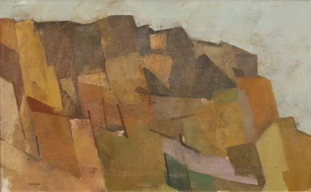 JACQUES ZADIG. "Stenbrott", olja på duk, signerad.