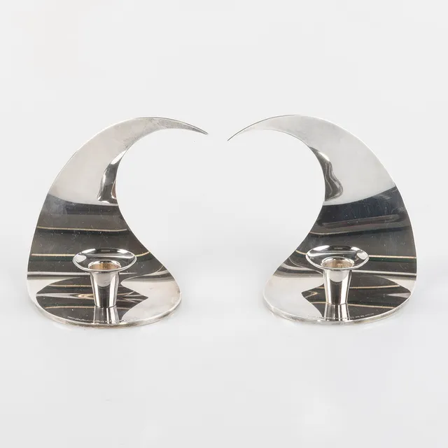 ELON ARENHILL. Ljusstakar, ett par, sterlingsilver, Elona, Malmö, 1995.