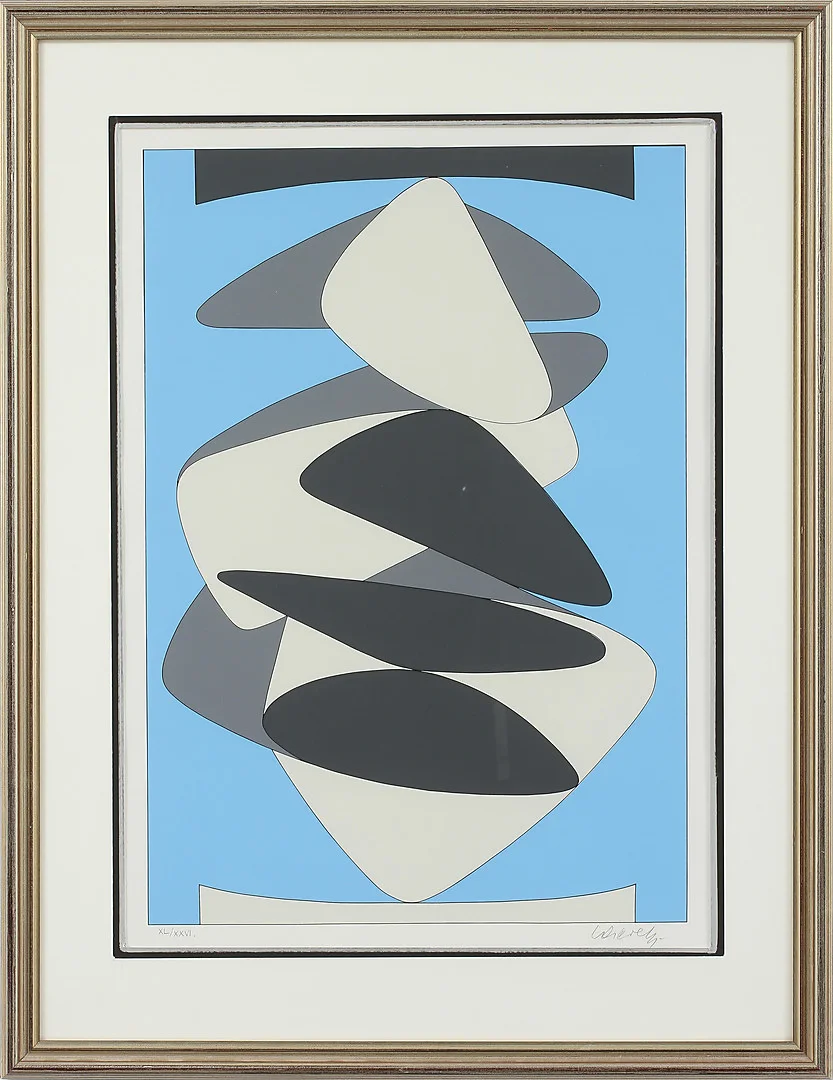 VICTOR VASARELY. Färgserigrafi, signerad och numrerad XL/XXVI. — Engravings & Prints — Göteborgs Auktionsverk