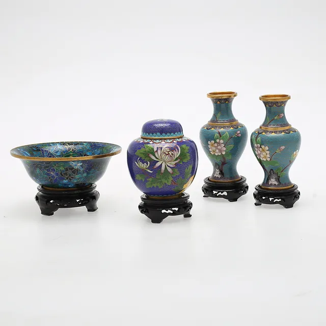 CLOISONNÈ, 4 delar, Kina.