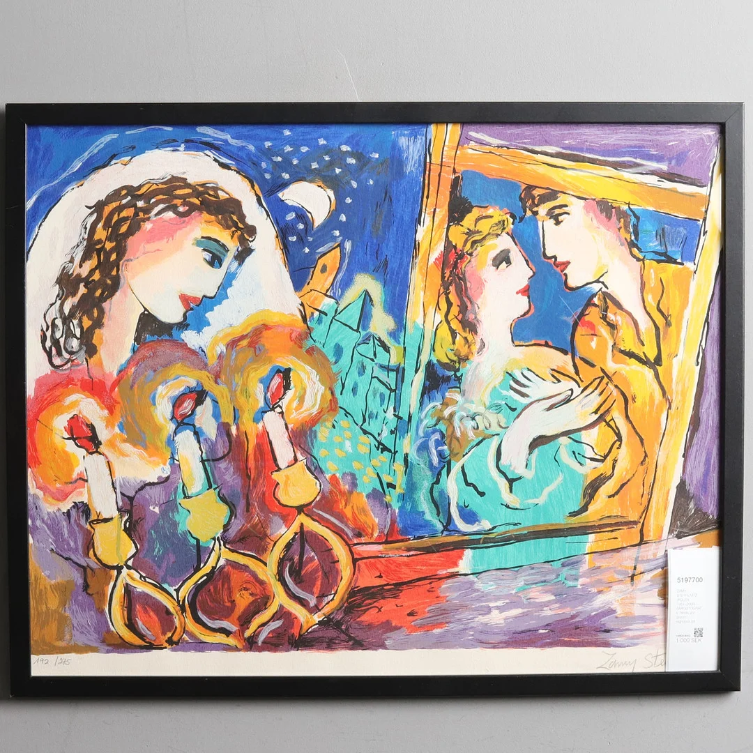 ZAMY STEYNOVITZ (POLEN, 1951–2000). FÄRGLITOGRAFI. "Bride and groom", signerad. — Engravings & Prints — Örebro Stadsauktioner