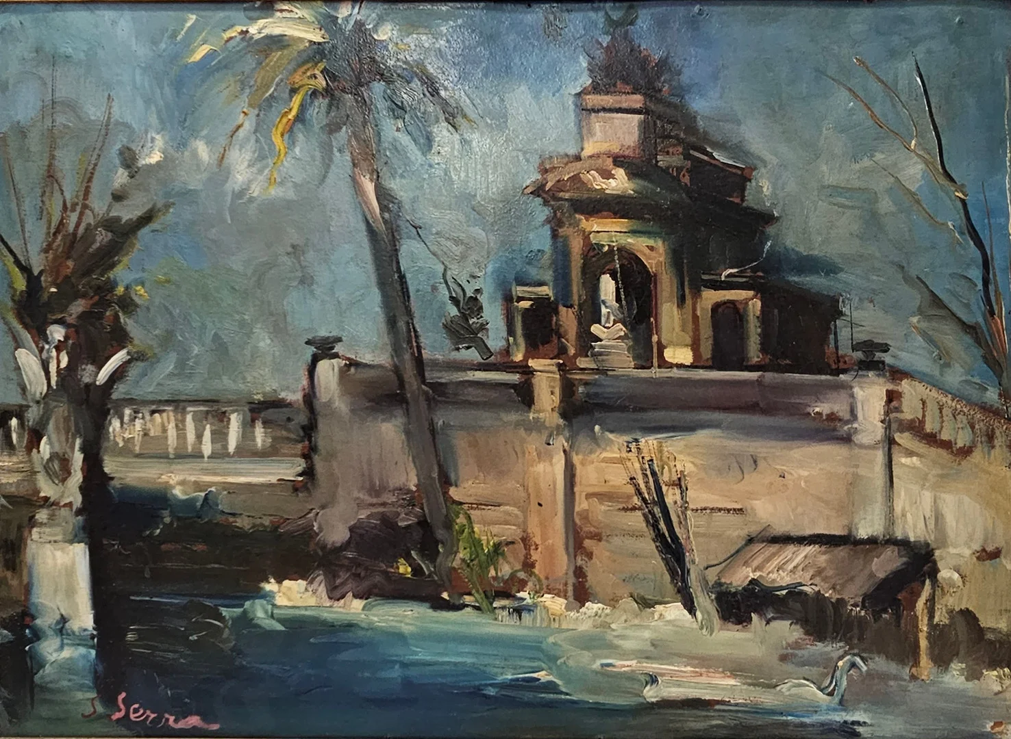 JOAN SERRA MELGOSA. "FONT DE LA CIUTADELLA". ÓLEO SOBRE TABLA. — Paintings — Barcelona Auctions