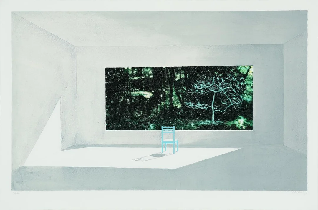 “Det blå træ” (The Blue Tree). Signed Anette Harboe Flensburg, 83/120. Lithograph in colours. Sheet size 60×90 cm. — Modern Prints/Contemporary art — Bruun Rasmussen