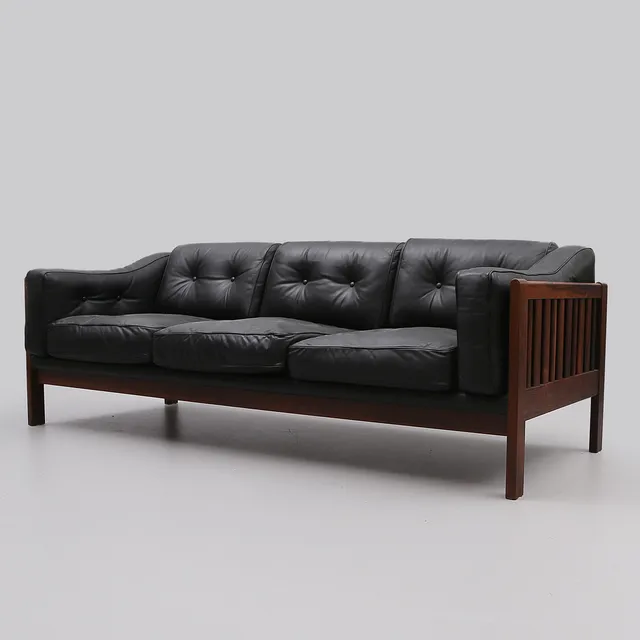 INGVAR STOCKUM. SOFFA "Monte Carlo" riopallisander/skinn, formgiven ca 1965.