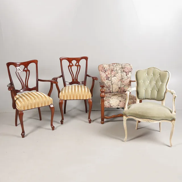 A PAIR OF CARVER CHAIRS AND TWO OTHER CHAIRS (4).