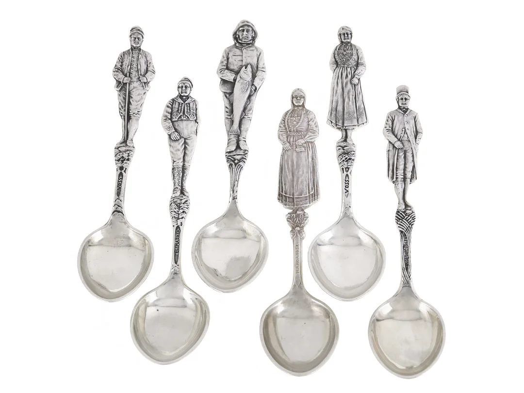 KAFFESKEDAR, 6 st, silver, Danmark, vikt 82 g. — Silver/Matsilver — Kaplans