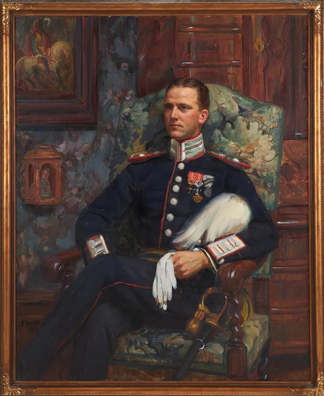 IVAR KAMKE. Porträtt Major Allan Winge, olja på duk, signerad och daterad 1919.