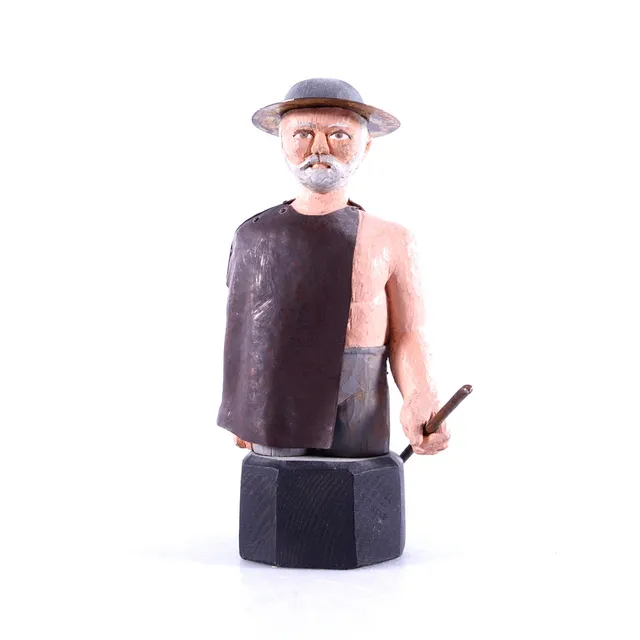 LARS HUCK HULTGREN. Träfigur, bemålat trä och metall.