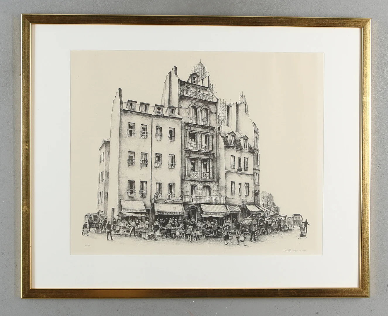 BJÖRN JONSON. Fransk gatuscen, litografi, signerad upplaga om 65 ex. — Engravings & Prints — Auktionshuset Kolonn