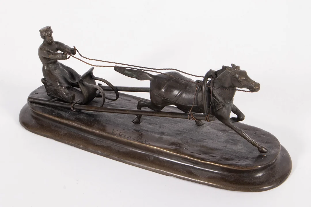 Vasilii (Vasily) Grachev. Bronze sculpture Horse and sleigh. — Paintings and sculptures/Sculptures — Lauritz