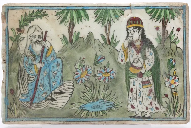 Persian Qajar tile in earthenware, early 20th Century.