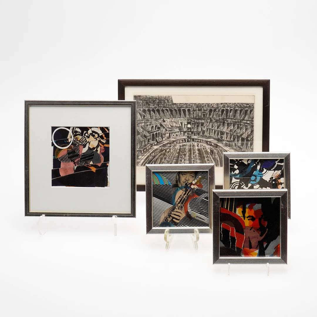 KNUT GRANE. Parti grafik och collage, 5 delar, signerade. — Other — Crafoord Auktioner Lund