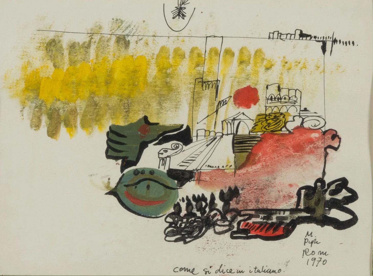 MADELEINE PYK. Rom, teckningakvarell, signerad 1970. — Paintings — Helsingborgs Auktionskammare