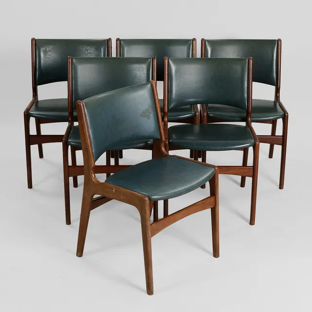 ERIK BUCH. Seks stole af teak, model. 89, Anderstrup Møbelfabrik, Danmark, 1960'erne (6).
