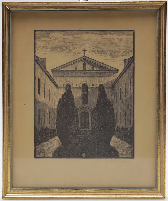 WALDERMAR BERNHARD. träsnitt, signerad.