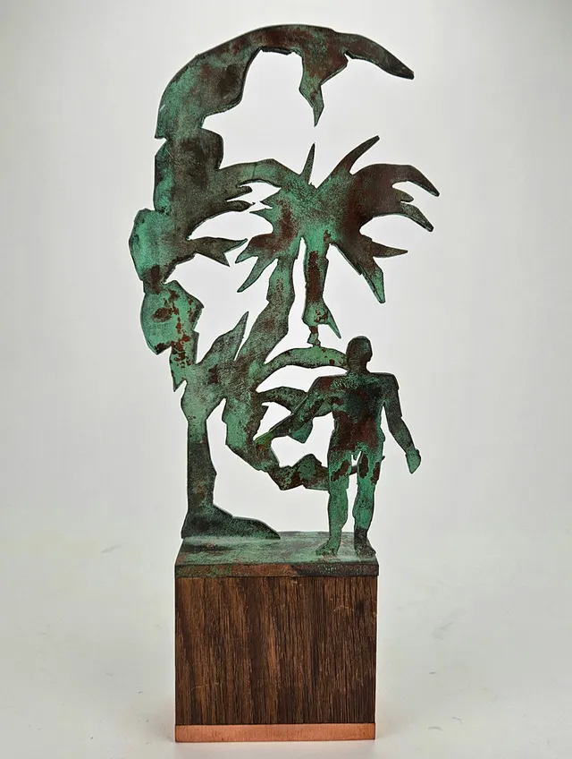 ALF OLSSON. Skulptur, patinerad brons på träsockel, signerad ALF.