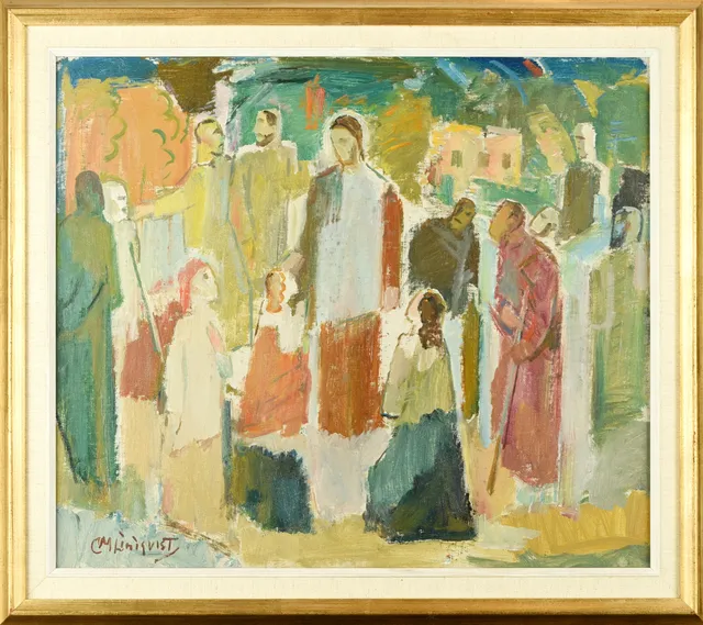 CARL MAGNUS LINDQVIST. (1884-1977) Olja på pannå, signerad.