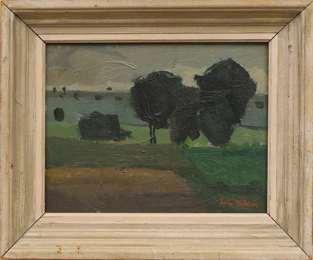 SVEN NILSSON (FÖDD 1928). LANDSKAP MED TRÄD, signerad.