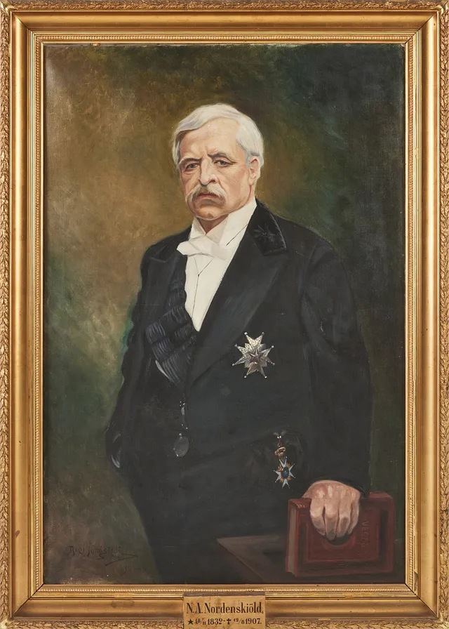 AXEL JUNGSTEDT. Adolf Erik Nordenskiöld, (1832-1907), olja på duk, signerad samt daterad 1902.