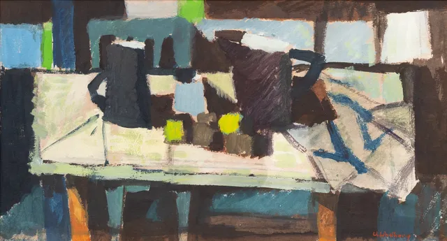 UNO LINDBERG. Stilleben, tempera på pannå, signerad.